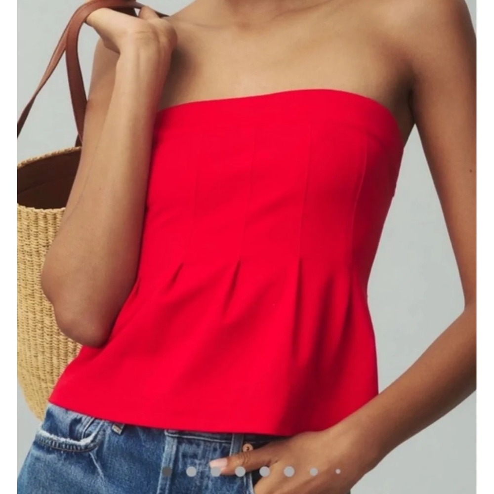 Maeve Anthropologie Fontana Flared Strapless Tube Top Size XL Red NWT